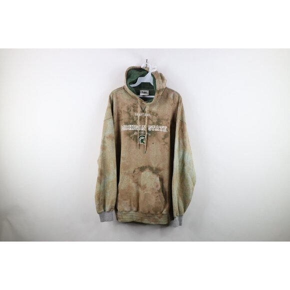 Vtg 90s Mens XL Distressed Acid Wash Michigan State University Hoodie Sweatshirt - Picture 1 of 14